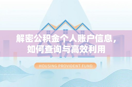 望谟解密公积金个人账户信息，如何查询与高效利用