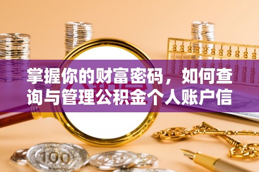 望谟掌握你的财富密码，如何查询与管理公积金个人账户信息